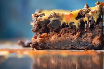 close-up of fudgy brownie corner piece