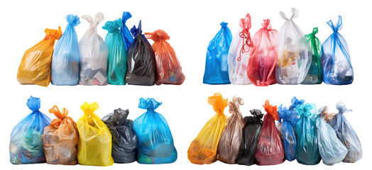 Set of garbage plastic bags cut out - obrazy, fototapety, plakaty