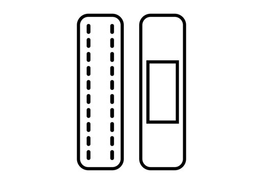 Icono negro de una tirita en fondo blanco.