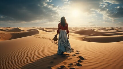 Fototapeta na wymiar woman in the desert