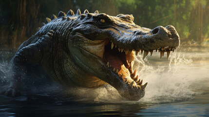 The worlds biggest living crocodile the Saltwater - obrazy, fototapety, plakaty