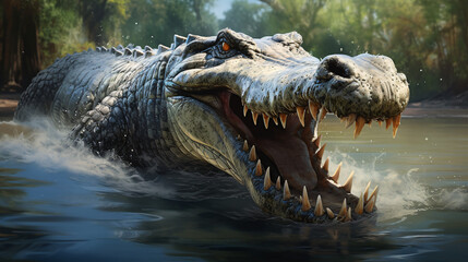 The worlds biggest living crocodile the Saltwater - obrazy, fototapety, plakaty