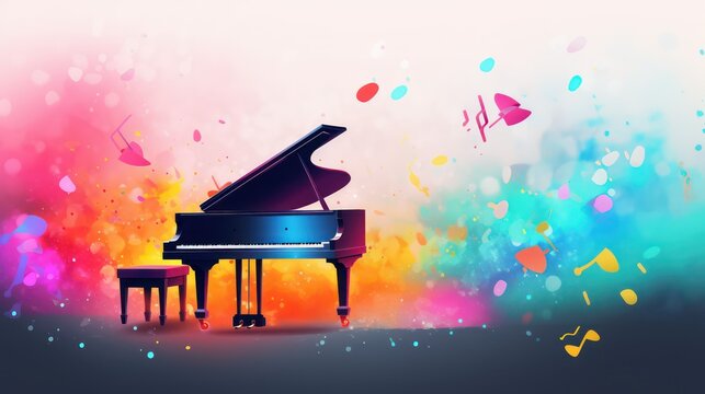 piano and music notes background