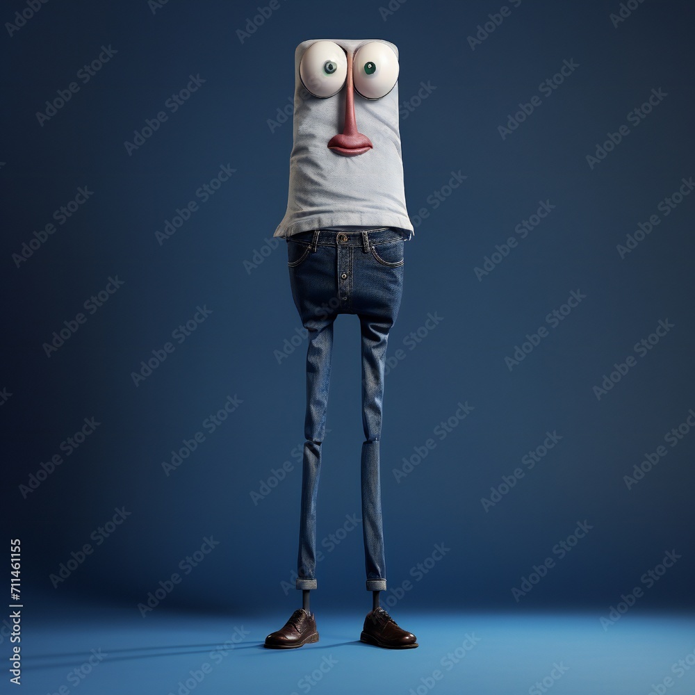 Aufkleber funny cartoon man standing with short torso generative ai