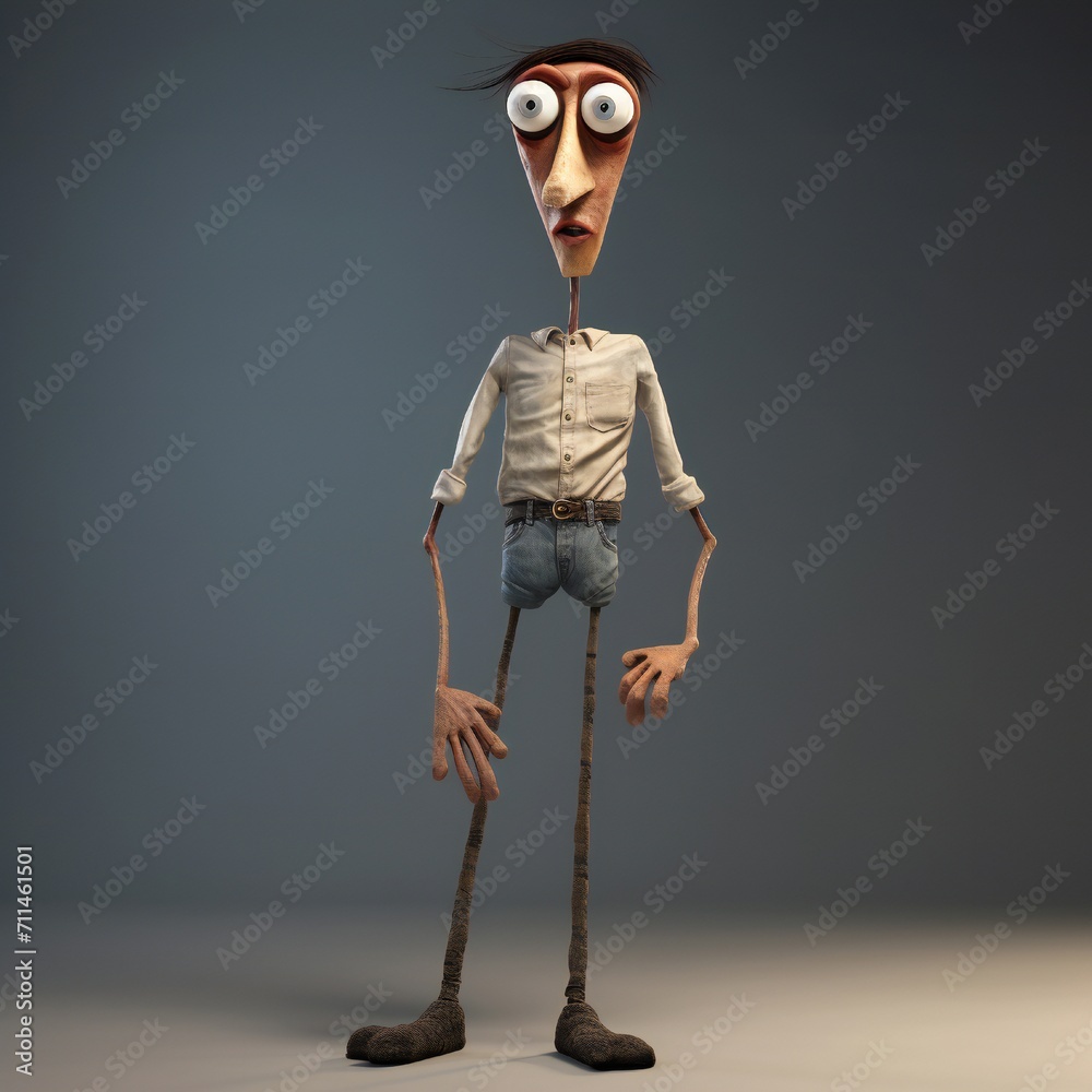 Aufkleber funny cartoon man standing with short torso generative ai