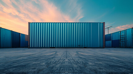 Cargo container or shipping container with strength for shipment storage and transport goods product and raw material between location or country. Made with generative ai