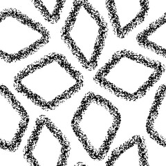 Seamless pattern of Vector charcoal triangles or rhombus, striketrhoughs. Doodle style sketchy lines with brush chalk texture. Horizontal wavy strokes collection. Scratchy strokes with rough edges.