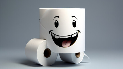Toilet paper roll with happy smile