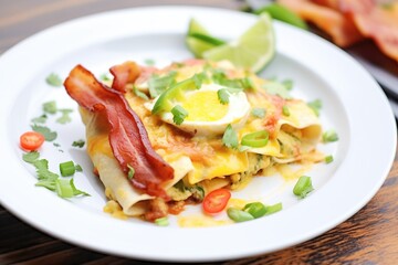 breakfast enchiladas with eggs and bacon inside