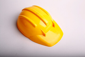 helmet yellow construction helmet on a white background