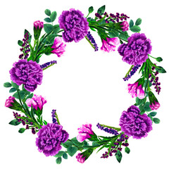 Floral frame from herbs and flowers. Stylish fashion frame.