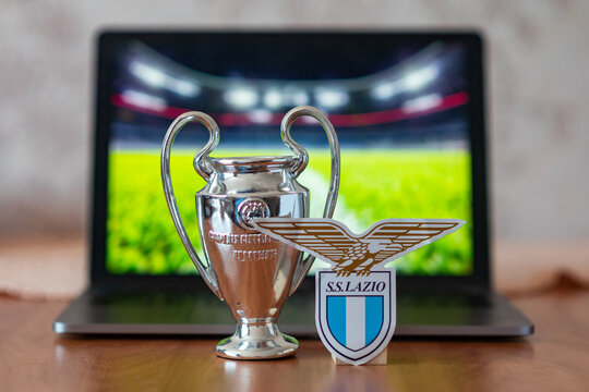 January 3, 2024, London, United Kingdom. The emblem of the football club participating in the UEFA Champions League playoffs are SS Lazio.