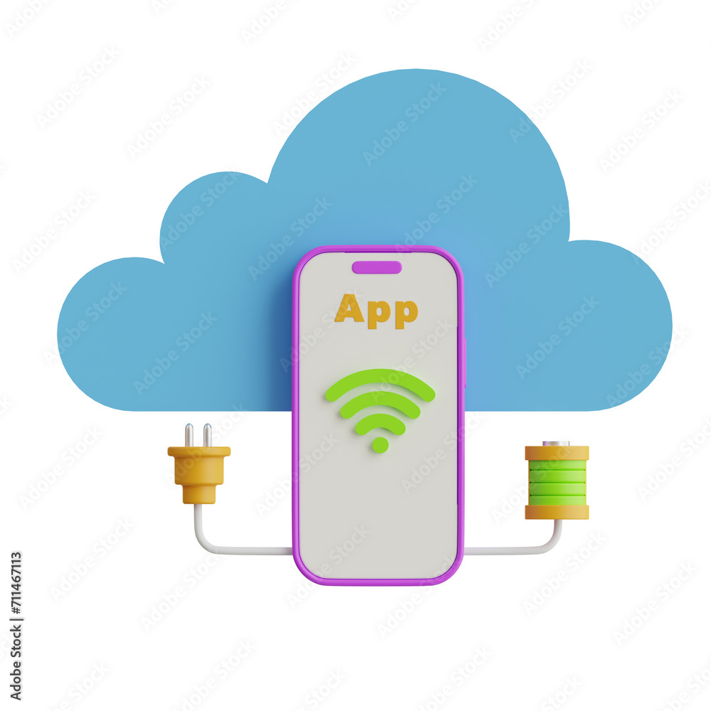 Aufkleber 3D Application Model Redefining Software Delivery and Scalability. 3d illustration, 3d element, 3d rendering. 3d visualization isolated on a transparent background