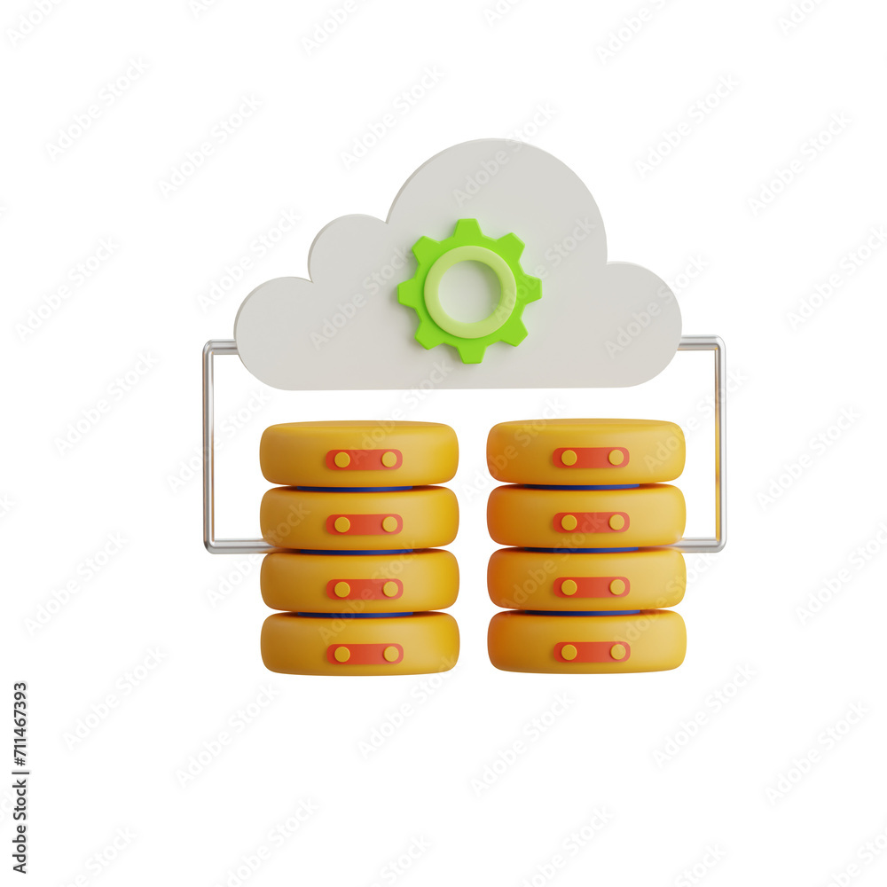 Aufkleber 3d cluster model parallel processing in distributed systems. 3d illustration, 3d element, 3d renderi