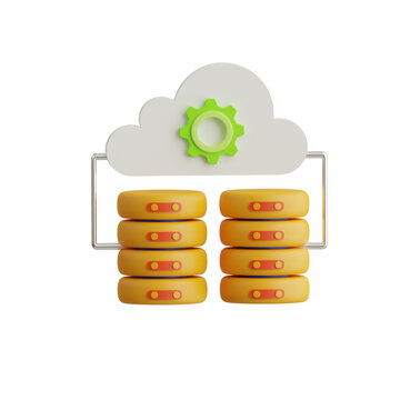 3D Cluster Model Parallel Processing in Distributed Systems. 3d illustration, 3d element, 3d rendering. 3d visualization isolated on a transparent background