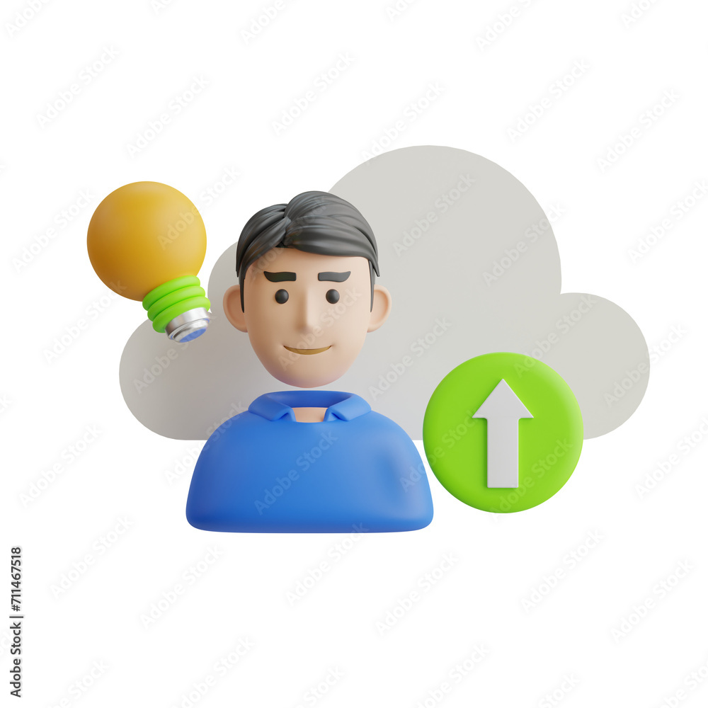 Poster 3d content model future of seamless content management. 3d illustration, 3d element, 3d rendering. 3
