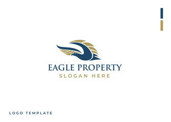 Eagle home logo and property housing logo design illustration