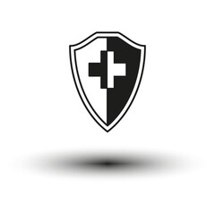 Obraz premium Simple cross shield icon. Vector illustration. EPS 10.