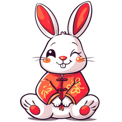 Chibi Rabbit: Cartoon Illustration for Chinese New Year