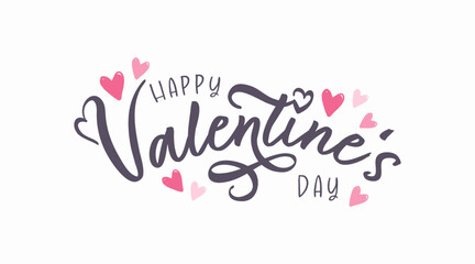 Cute Happy Valentines Day typography poster with handwritten calligraphy text, great for cards, banners, wallpapers - vector design