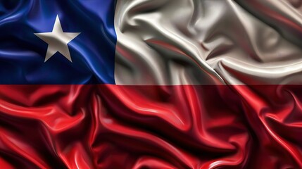 The national flag of Chile waving in the wind