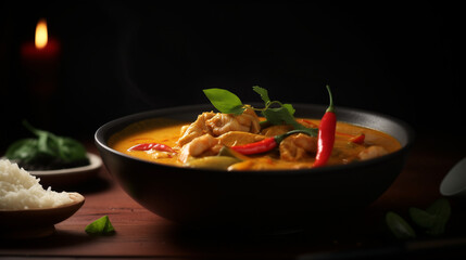 Thai Curry with rice, Curry sauce | Ai generated