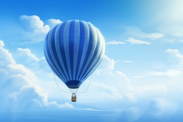 Fototapeta premium A hot air balloon drifting peacefully through a sky painted in shades of blue, Generative AI