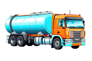 Fuel Tanker Truck isolated on PNG Background. Generative Ai.