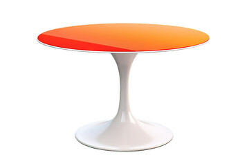 Modern Plastic White Round Table isolated on PNG Background. Generative Ai.