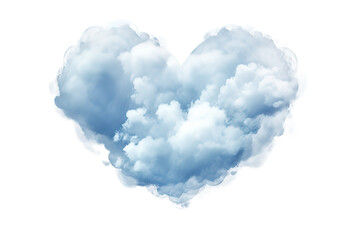 cloud shaped heart in the perfect blue sky. Valentine's Day concept isolated on PNG Background. Generative Ai.