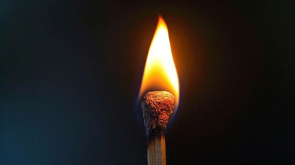 Close up lit match with dark background. Made with generative ai