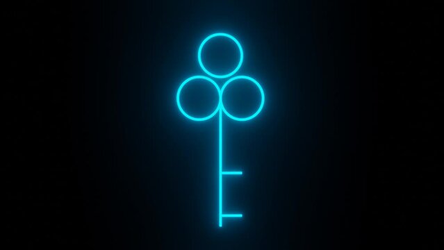 neon light key spin animation transparent background 