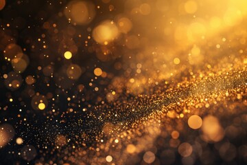 Sparkling golden powder. Festive background.