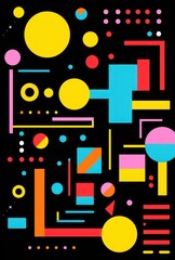 Abstract geometric seamless pattern design. Colorful pattern with various colorful shapes and lines