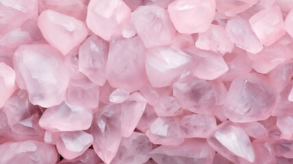 Pink salt crystals as background, top view, close-up