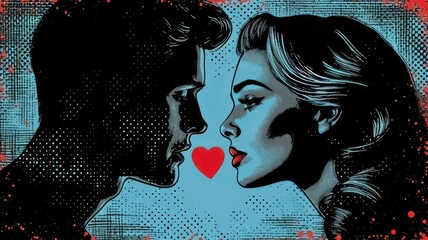 Valentine's Day Delight. Retro Romance Love Comics Coloring Sheets in a 1960s Comic Book Style
