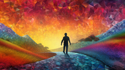 man walking in autumn park