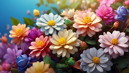 beautiful colorful flower illustration photo made by AI generative