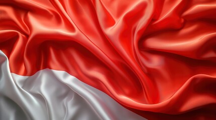 Obraz premium Closeup of rippled silk flag of Indonesia