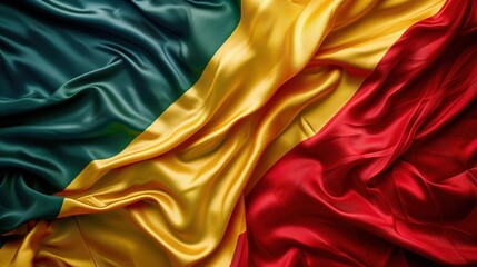 Flag of Mali waving in the wind. National flag of Mali