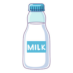 Plastic milk bottle. Dairy product in plastic bottlee. Simple flat design vector illustration. Bottle of milk for National dairy month and World Milk Day.