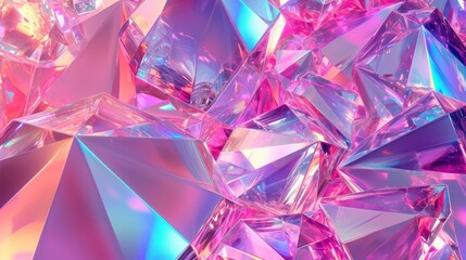 3d render, abstract crystal background, iridescent texture, macro panorama, faceted gem, wide panoramic polygonal wallpaper    