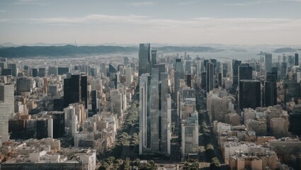 beautiful view of urban buildings made by AI generative