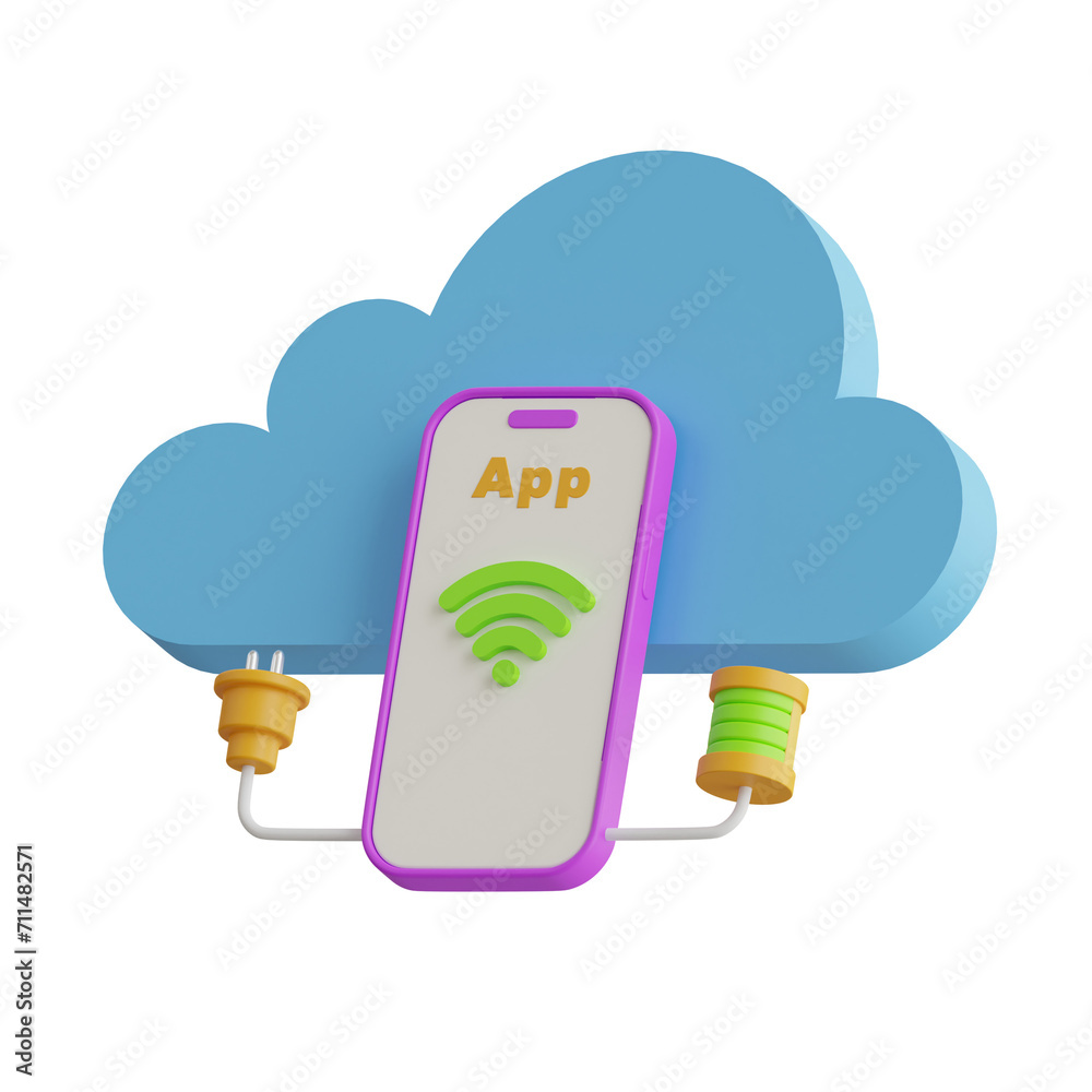Aufkleber 3D Application Model Redefining Software Delivery and Scalability. 3d illustration, 3d element, 3d rendering. 3d visualization isolated on a transparent background