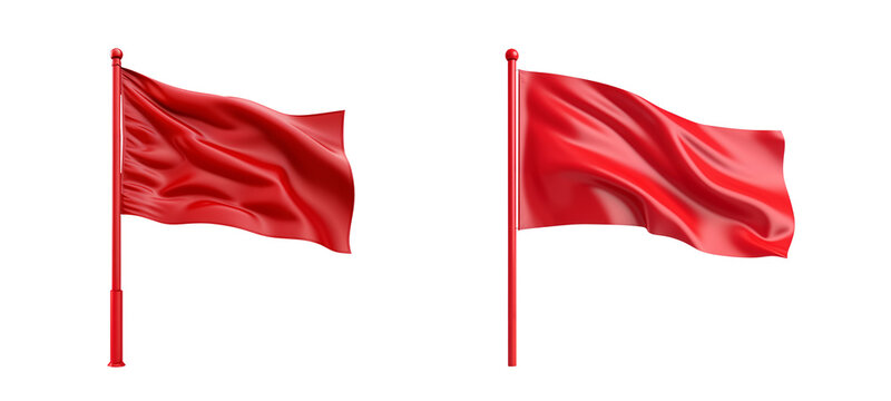Set of 2 red flags png, isolated on white or transparent background hd, red flag