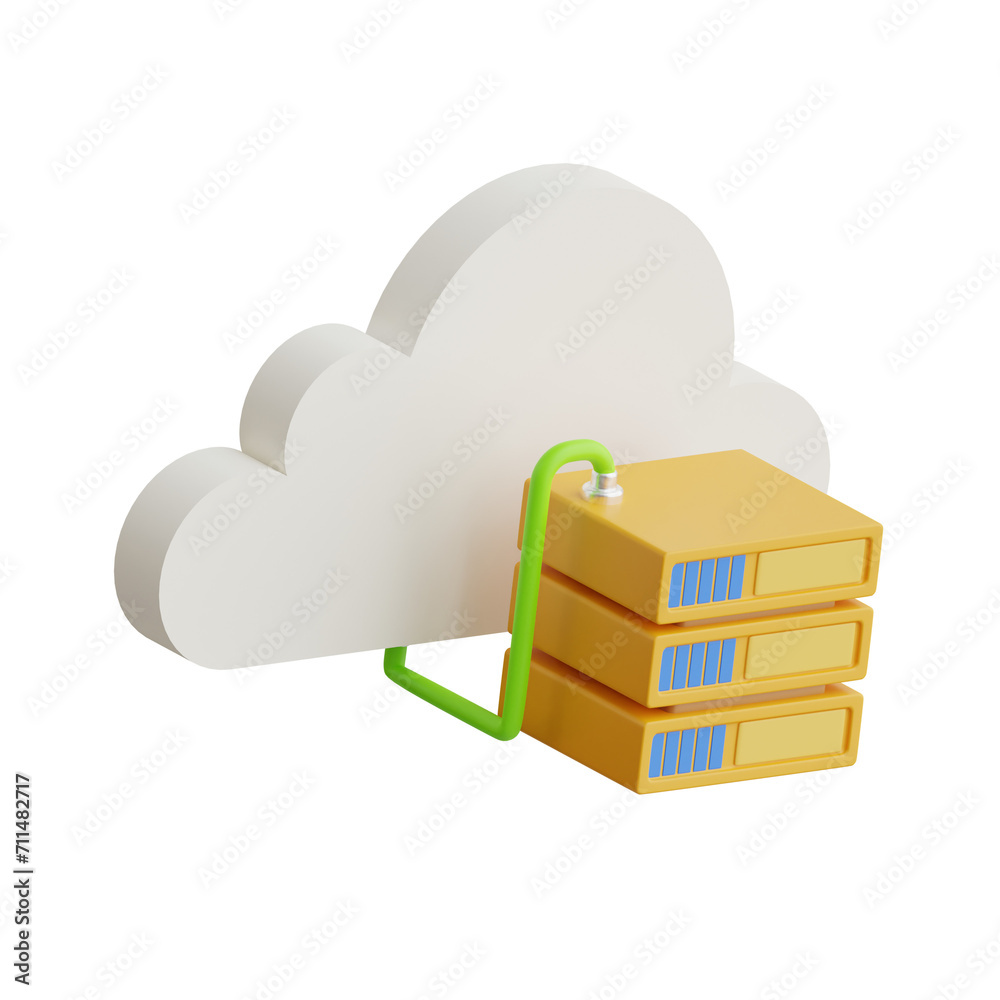 Aufkleber 3d cloud server model digital operations with dynamic hosting solutions. 3d illustration, 3d element