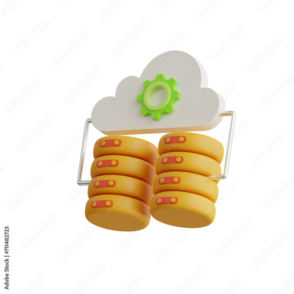 Aufkleber 3d cluster model parallel processing in distributed systems. 3d illustration, 3d element, 3d renderi