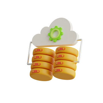 3D Cluster Model Parallel Processing in Distributed Systems. 3d illustration, 3d element, 3d rendering. 3d visualization isolated on a transparent background