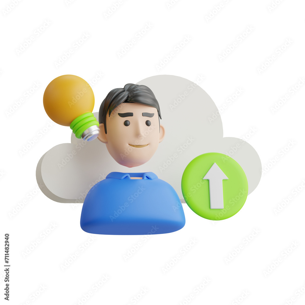 Poster 3d content model future of seamless content management. 3d illustration, 3d element, 3d rendering. 3