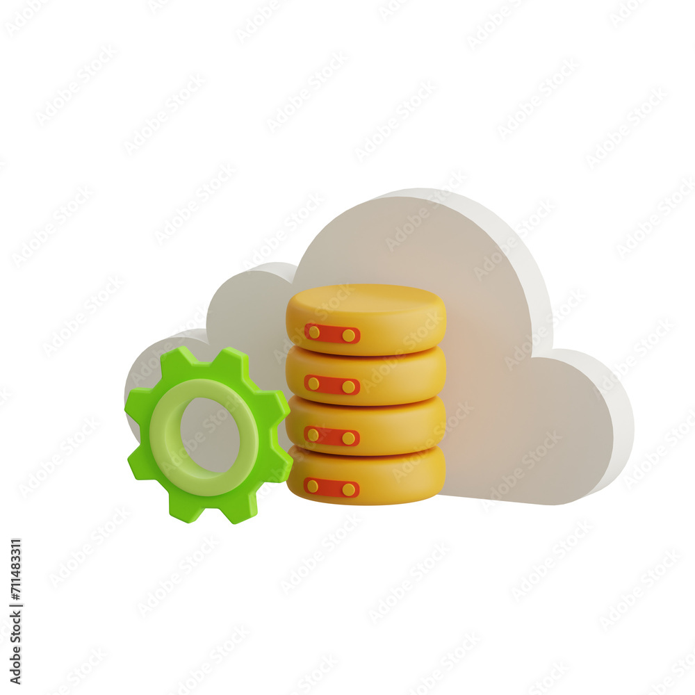 Aufkleber 3d database model empowering scalable and secure information storage. 3d illustration, 3d element, 3
